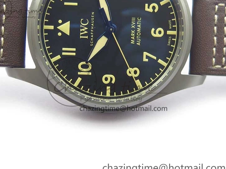 MIROTIME 0323 Mark XVIII IW327006 Titanium V7F 1:1 Best Edition Black Dial on Brown Leather Strap A Attractive 7080